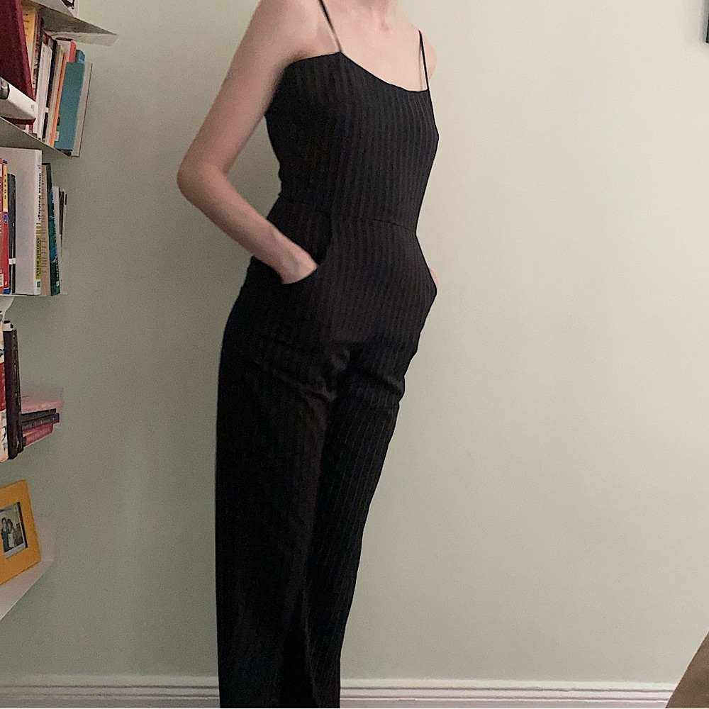 Pinstripe jumpsuit w/ pockets